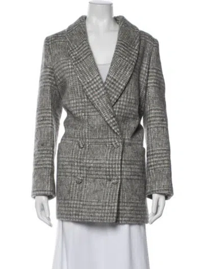 Pre-owned Sézane Plaid Print Blazer In Gray