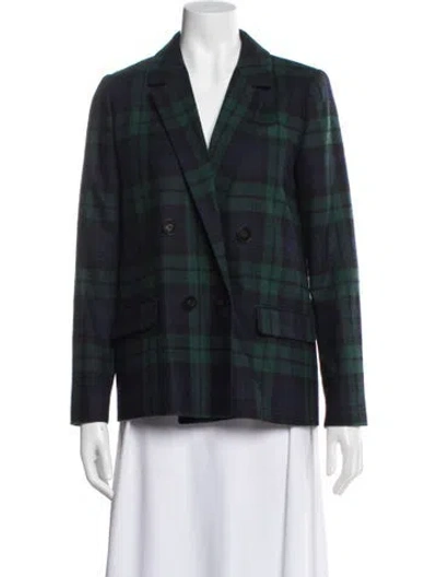 Pre-owned Sézane Plaid Print Blazer In Green
