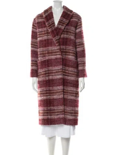 Pre-owned Sézane Plaid Print Coat In Red