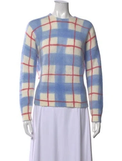 Pre-owned Sézane Plaid Print Crew Neck Sweater In Blue