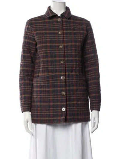 Pre-owned Sézane Plaid Print Jacket In Multicolor
