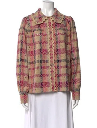 Pre-owned Sézane Plaid Print Long Sleeve Blouse In Multi