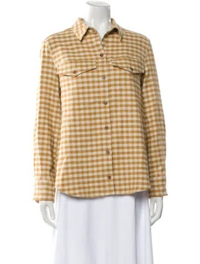 Pre-owned Sézane Plaid Print Long Sleeve Button-up Top In Multi