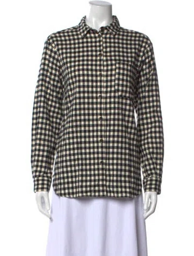Pre-owned Sézane Plaid Print Long Sleeve Button-up Top In Multi
