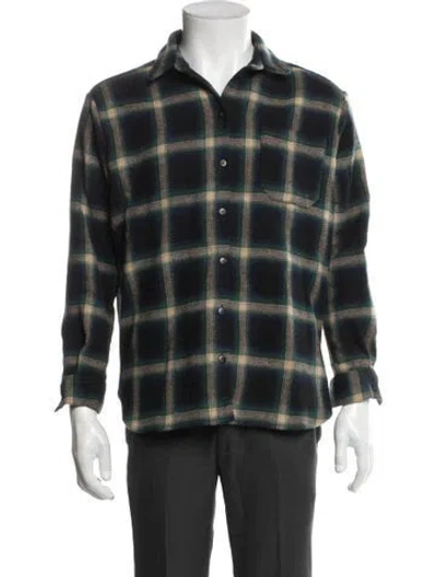 Pre-owned Sézane Plaid Print Long Sleeve Shirt In Black