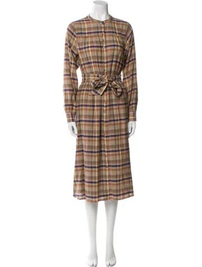 Pre-owned Sézane Plaid Print Midi Length Dress In Multi