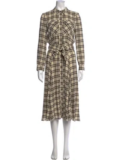 Pre-owned Sézane Plaid Print Midi Length Dress In Neutral