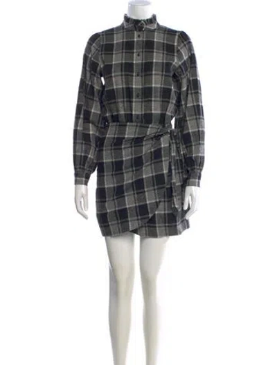 Pre-owned Sézane Plaid Print Mini Dress In Black