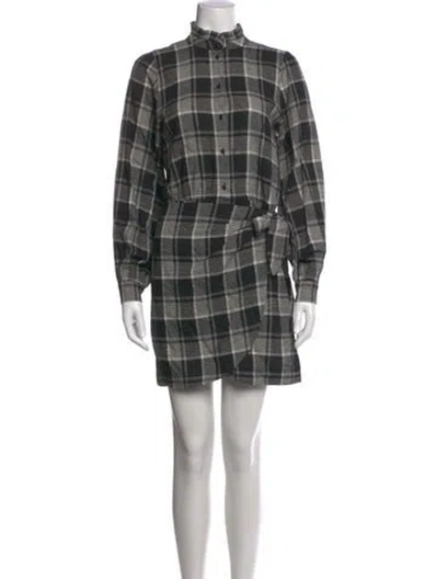 Pre-owned Sézane Plaid Print Mini Dress In Black