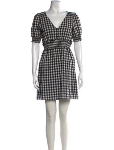Pre-owned Sézane Plaid Print Mini Dress In Black