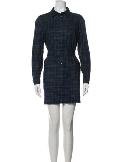 Pre-owned Sézane Plaid Print Mini Dress In Blue