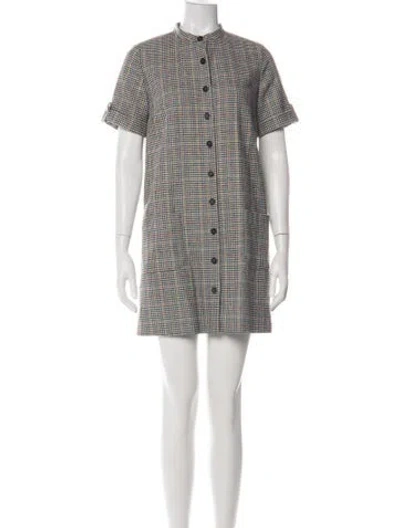 Pre-owned Sézane Plaid Print Mini Dress In Green