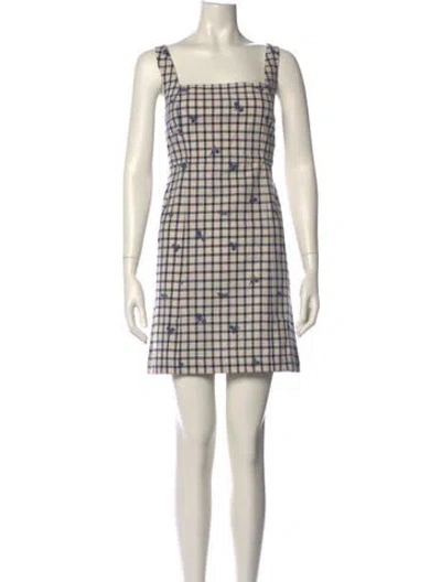 Pre-owned Sézane Plaid Print Mini Dress In Neutral