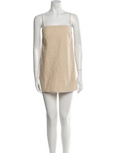 Pre-owned Sézane Plaid Print Mini Dress In Neutral