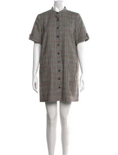 Pre-owned Sézane Plaid Print Mini Dress In Neutrals
