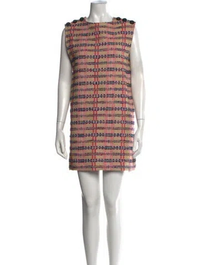 Pre-owned Sézane Plaid Print Mini Dress In Pink