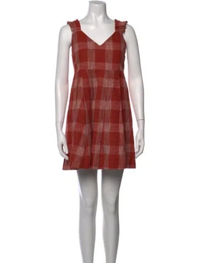 Pre-owned Sézane Plaid Print Mini Dress In Red