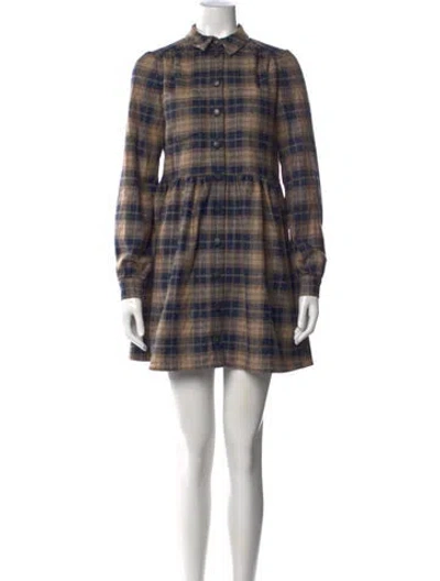 Pre-owned Sézane Plaid Print Mini Dress W/ Tags In Brown