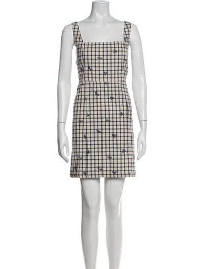 Pre-owned Sézane Plaid Print Mini Dress In White