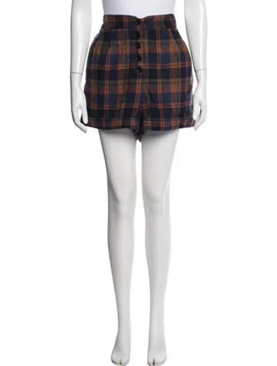 Pre-owned Sézane Plaid Print Mini Shorts In Neutral