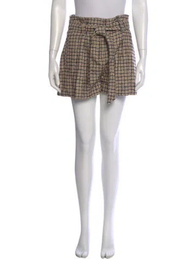 Pre-owned Sézane Plaid Print Mini Shorts W/ Tags In White