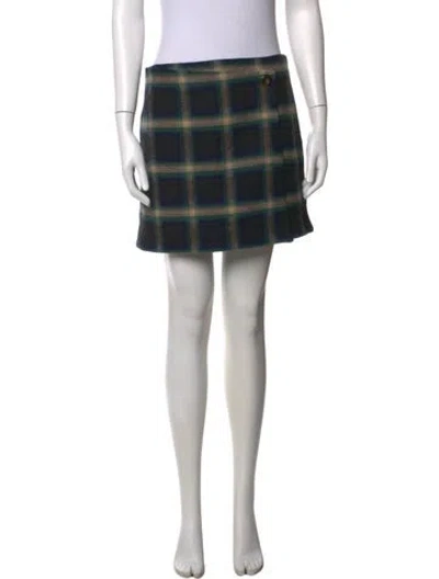 Pre-owned Sézane Plaid Print Mini Skirt In Blue