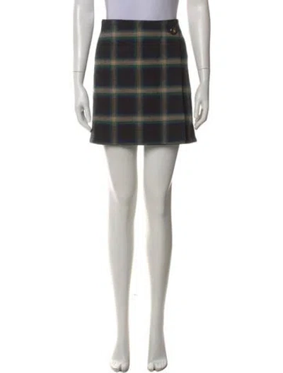 Pre-owned Sézane Plaid Print Mini Skirt W/ Tags In Blue