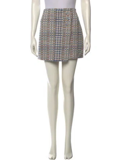 Pre-owned Sézane Plaid Print Mini Skirt W/ Tags In Neutral