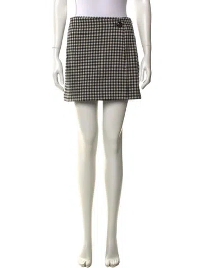 Pre-owned Sézane Plaid Print Mini Skirt In White
