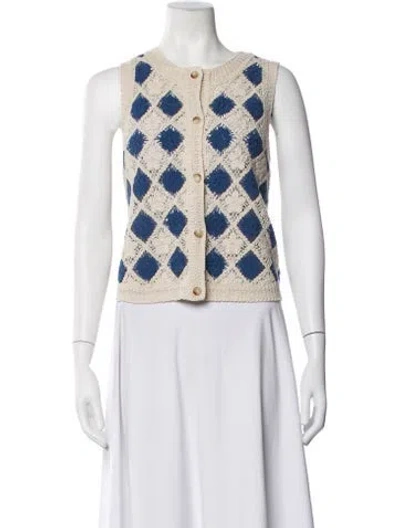 Pre-owned Sézane Plaid Print Open Front Sweater In Neutrals