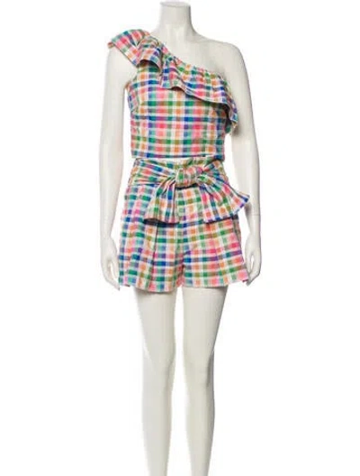 Pre-owned Sézane Plaid Print Short Set W/ Tags In Neutral