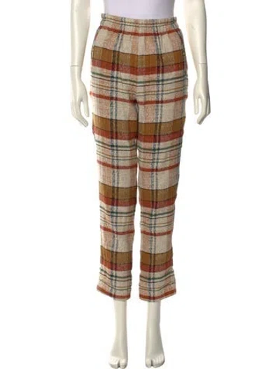 Pre-owned Sézane Plaid Print Straight Leg Pants In Multi