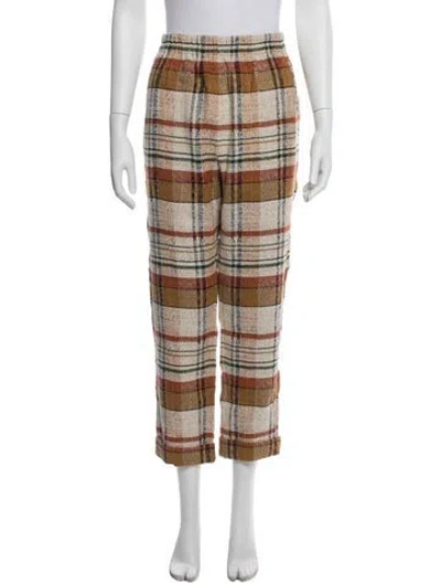 Pre-owned Sézane Plaid Print Straight Leg Pants In Multi