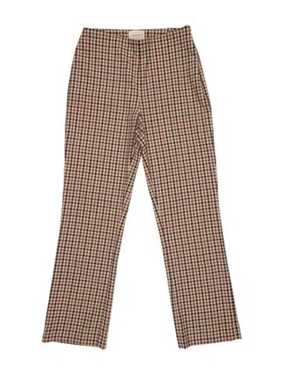 Pre-owned Sézane Plaid Print Straight Leg Pants In Multicolor