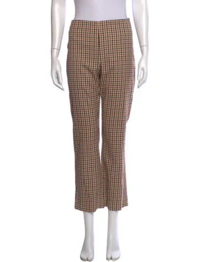Pre-owned Sézane Plaid Print Straight Leg Pants In Neutrals