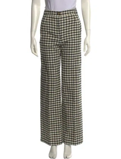 Pre-owned Sézane Plaid Print Straight Leg Pants W/ Tags In Black