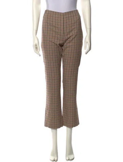 Pre-owned Sézane Plaid Print Straight Leg Pants W/ Tags In Multi