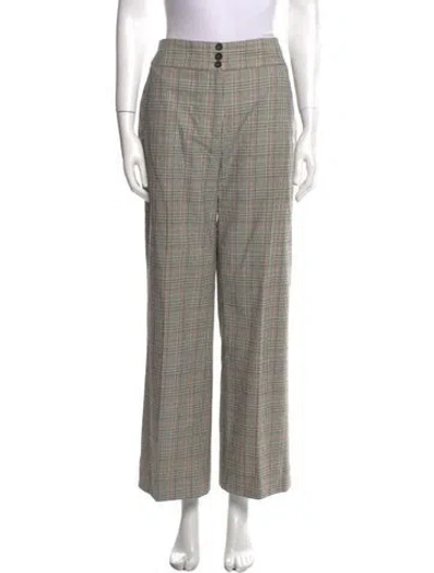 Pre-owned Sézane Plaid Print Wide Leg Pants