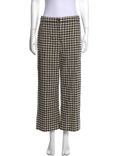 Pre-owned Sézane Plaid Print Wide Leg Pants In Black
