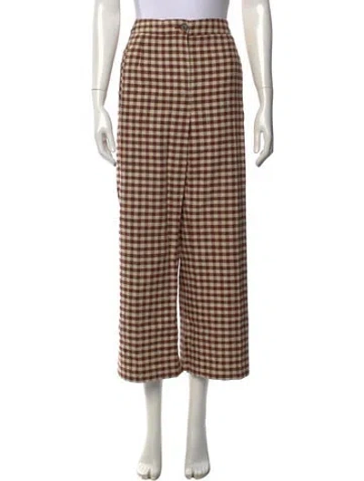 Pre-owned Sézane Plaid Print Wide Leg Pants In Neutrals