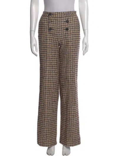 Pre-owned Sézane Plaid Print Wide Leg Pants W/ Tags In Neutral