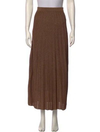 Pre-owned Sézane Pleated Accents Midi Length Skirt In Brown