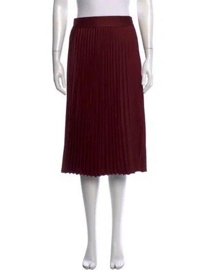 Pre-owned Sézane Pleated Accents Midi Length Skirt In Burgundy