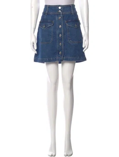 Pre-owned Sézane Pleated Accents Mini Skirt In Blue