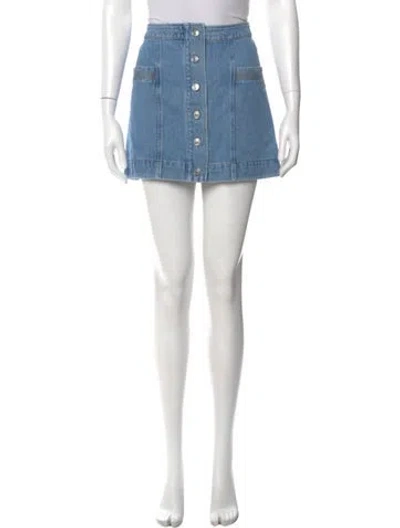 Pre-owned Sézane Pleated Accents Mini Skirt In Blue