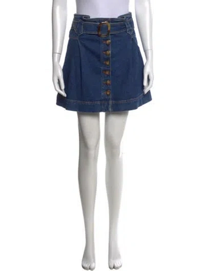 Pre-owned Sézane Pleated Accents Mini Skirt In Blue