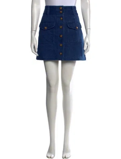 Pre-owned Sézane Pleated Accents Mini Skirt In Blue
