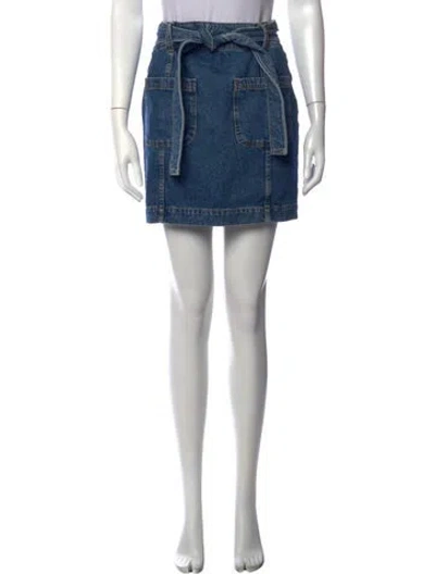 Pre-owned Sézane Pleated Accents Mini Skirt In Blue