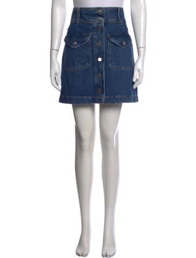 Pre-owned Sézane Pleated Accents Mini Skirt In Blue