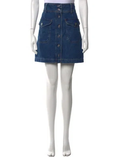 Pre-owned Sézane Pleated Accents Mini Skirt In Blue